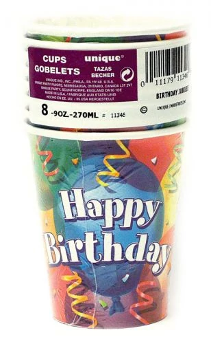 Szerpentines Happy Birthday pohár 8 db/cs