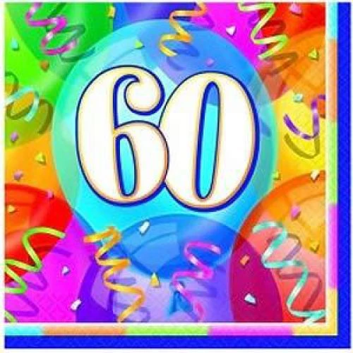 Szerpentines Happy Birthday szalvéta 60. születésnapra 16 db/cs