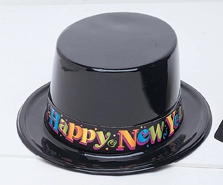Happy New Year fekete műanyag kalap