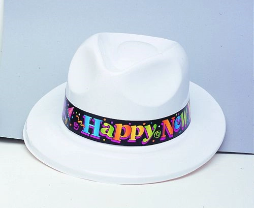 Happy New Year fehér műanyag kalap