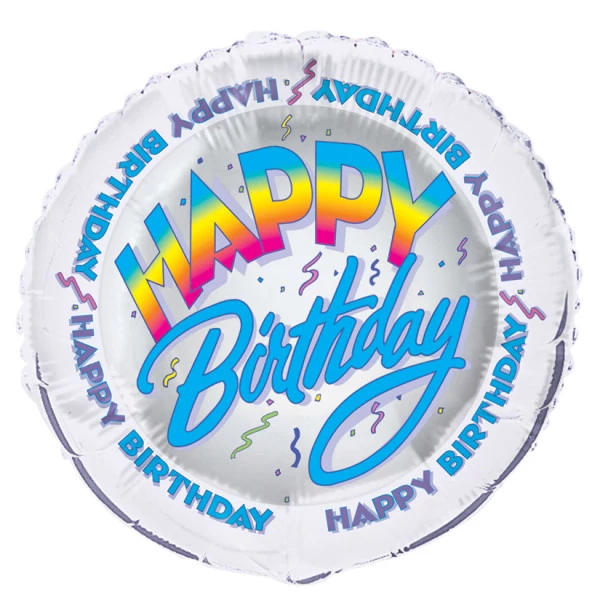 45 cm-es kerek Happy Birthday fólia lufi