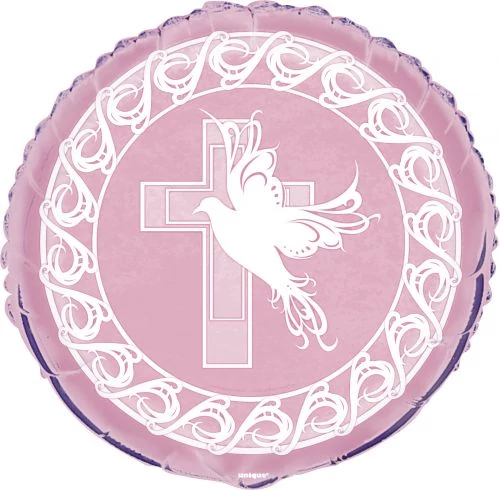 45 cm-es Keresztelőre pink fólia lufi