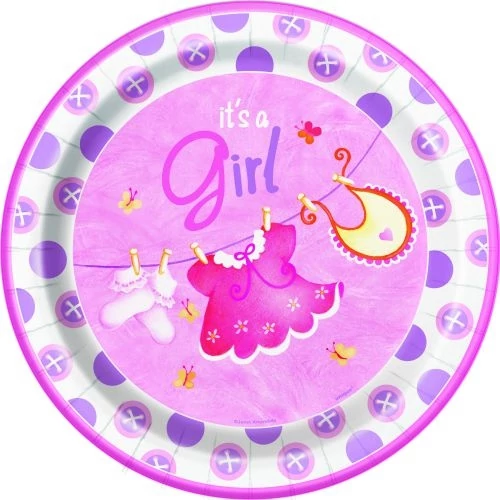 It's a girl 23 cm-es rózsaszín tányér 8 db/cs