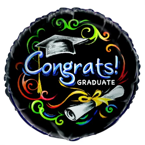 45 cm-es Congrats Graduate fekete fólia lufi