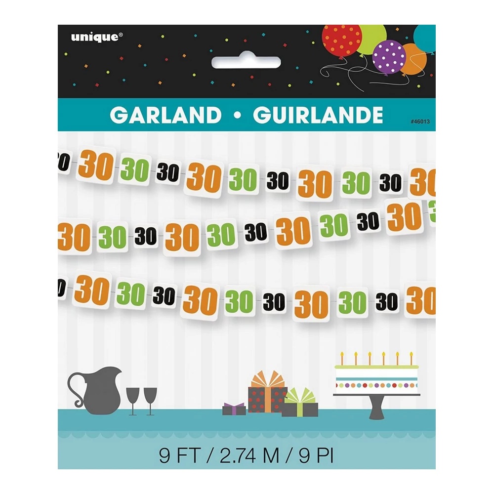 Papír girland 30. születésnapra 2,75 m