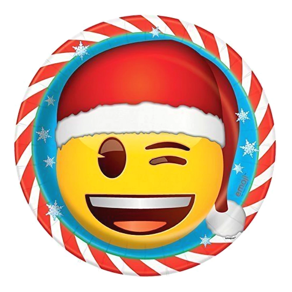 Karácsonyi Emoji papírtányér, 23 cm-es 8db/cs