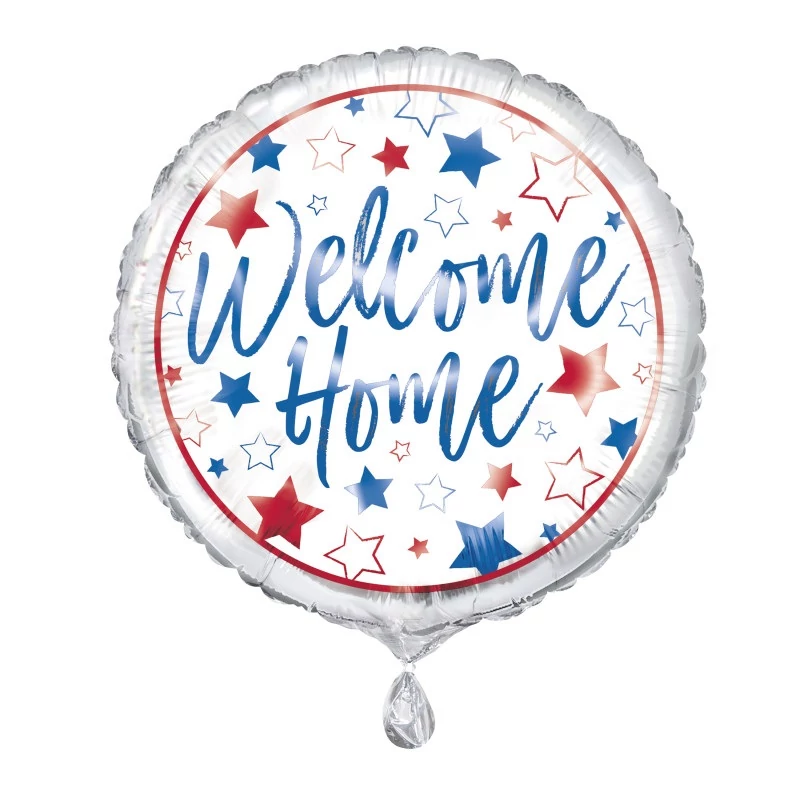 45 cm-es Welcome Home kék-fehér fólia lufi