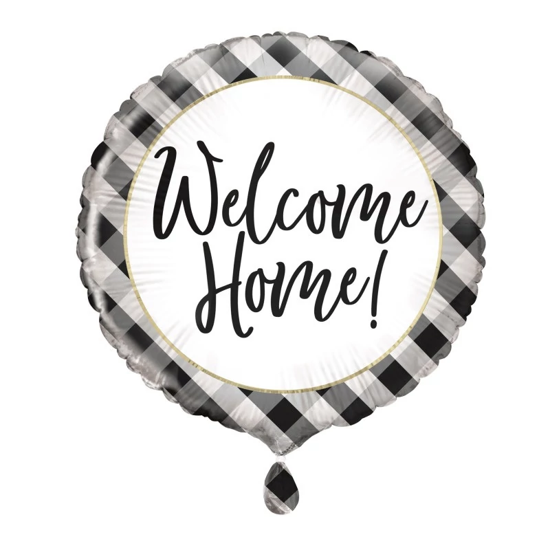 45 cm-es Welcome Home fekete-fehér fólia lufi