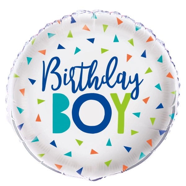 45 cm-es Konfettis Birthday Boy feliratos fólia lufi