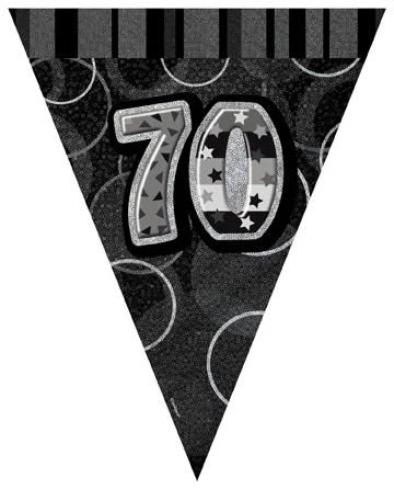 Fekete Glitz zászló 70. születesnapra 3,6 m