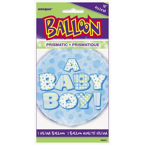 45 cm-es Baby boy kék prizmás fólia lufi