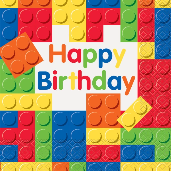 Happy Birthday építőkockás szalvéta, 16db