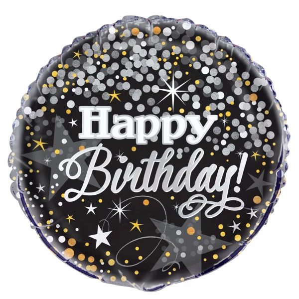 45 cm-es Glitteres Happy Birthday fólia lufi