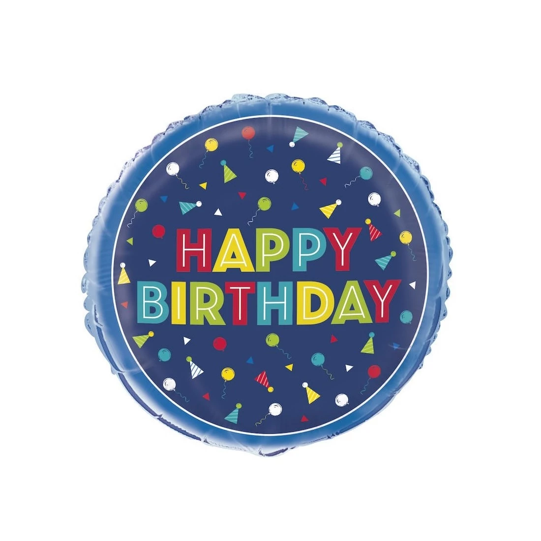 45 cm-es Happy Birthday lufikkal és csákókkal fólia lufi