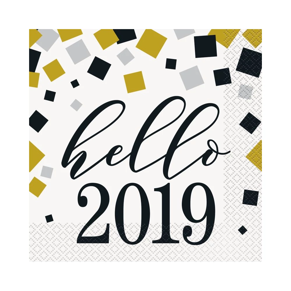 Hello 2019 feliratos szalvéta, 33x33cm-es, 16db/cs
