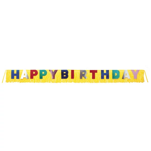 Happy Birthday sárga banner, 338 cm