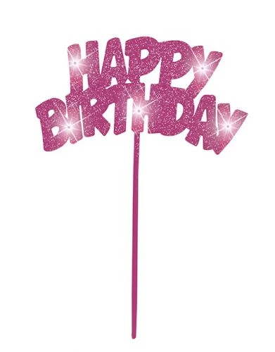 Happy Birthday világító pink tortadekoráció