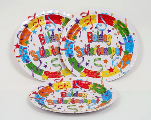 Boldog Születésnapot tányér - 23 cm, 6 db / csomag