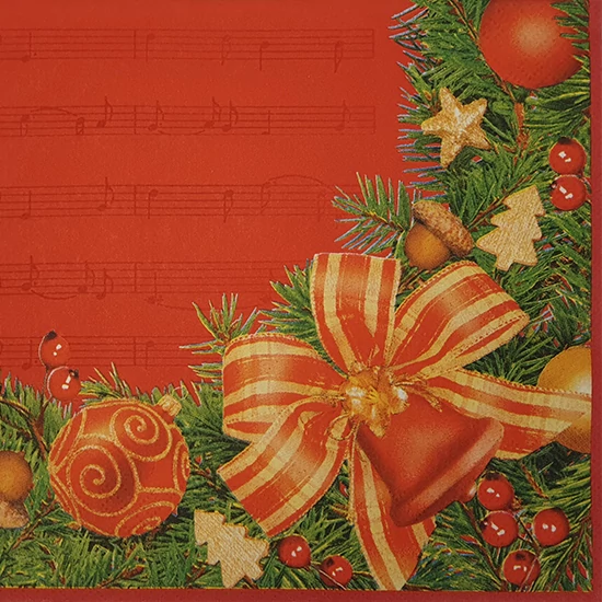 Szalvéta - Karácsonyi fenyőág - 33 cm x 33 cm, 20 db / csomag