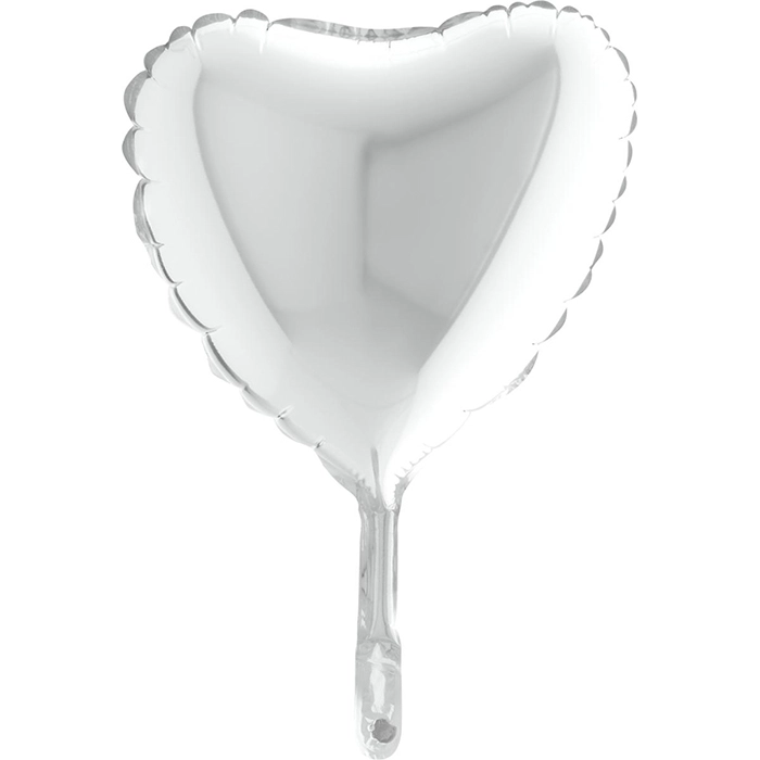 23 cm-es fehér szív alakú fólia lufi