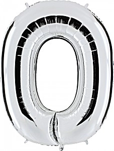 JuniorShape - ezüst színű 0-ás szám fólia lufi
