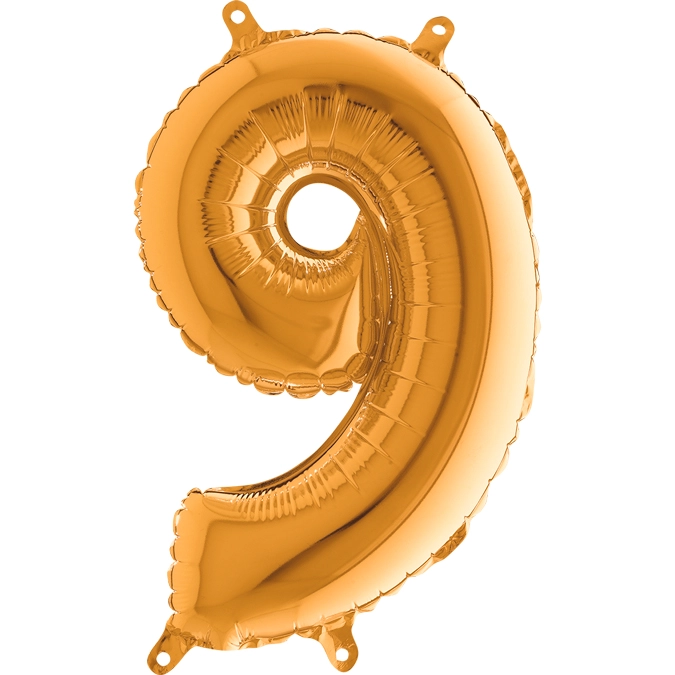 MiniShape - arany színű 9-es szám fólia lufi
