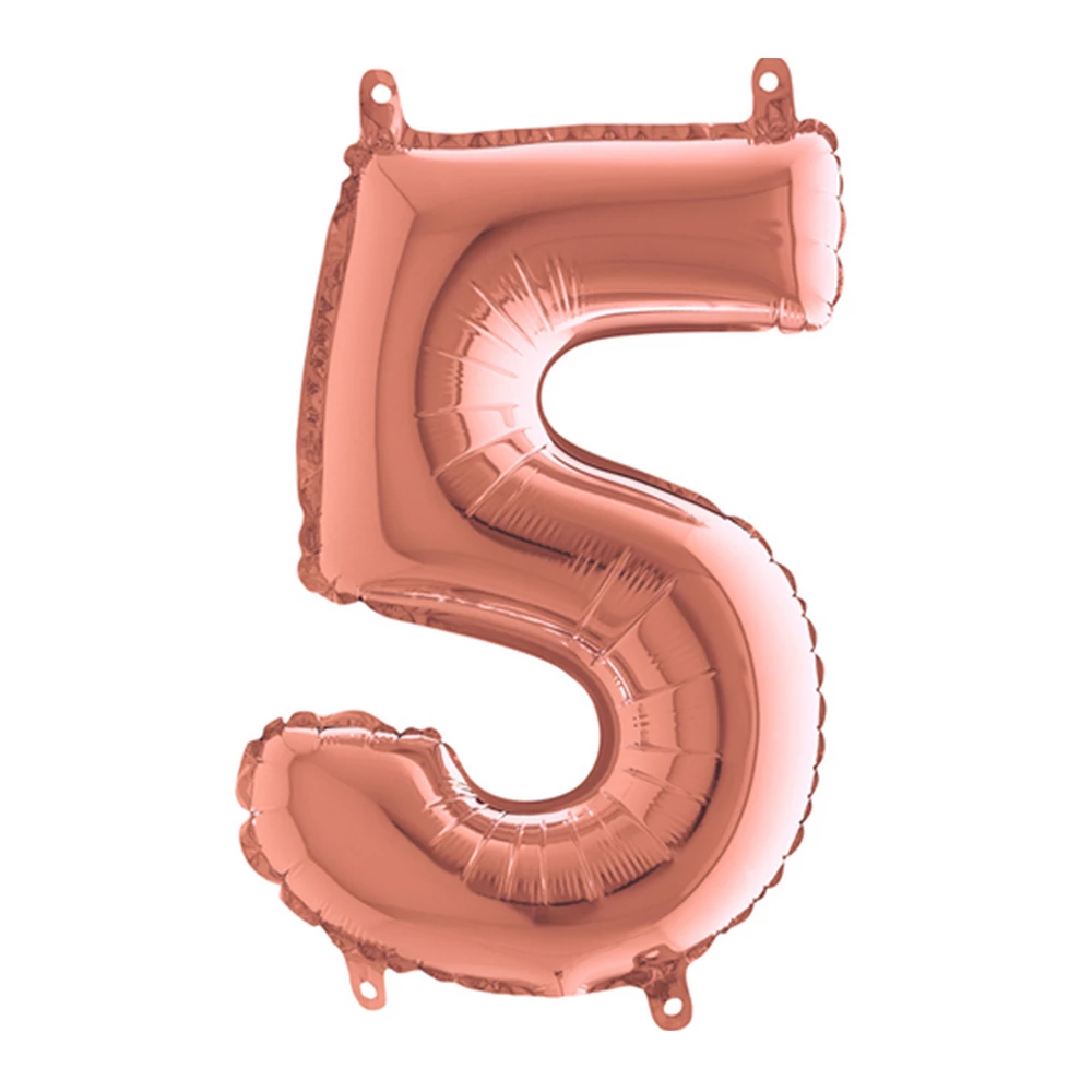 MiniShape - rosegold 5-ös szám fólia lufi