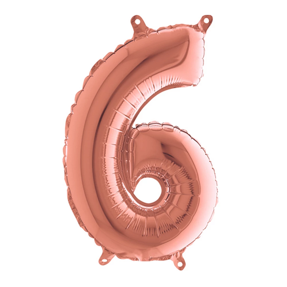 MiniShape - rosegold 6-os szám fólia lufi