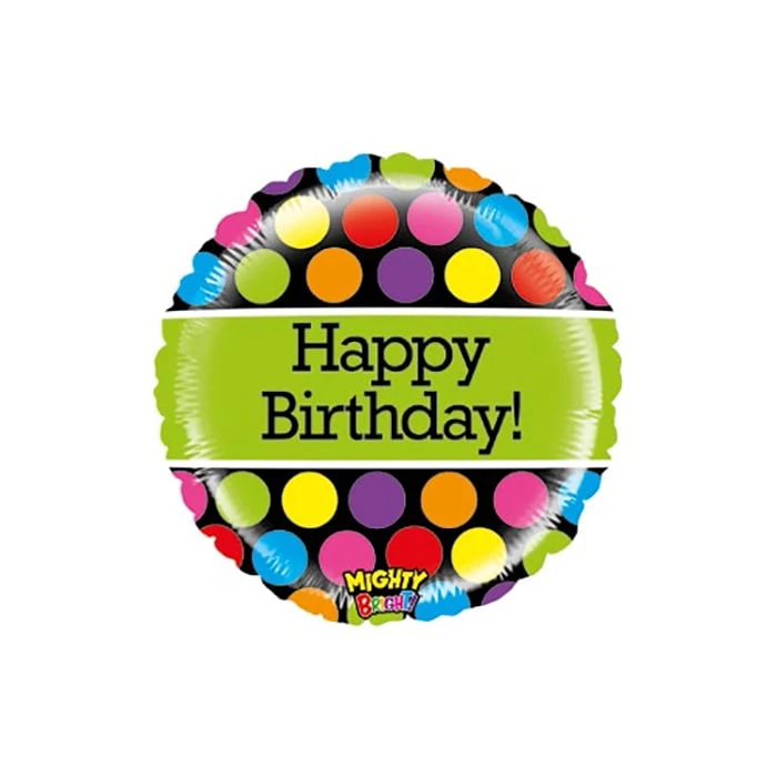53 cm-es Happy Birthday nagy pöttyös fólia lufi