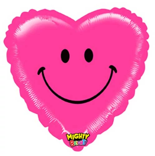 Szív alakú smiley fólia lufi, 53 cm
