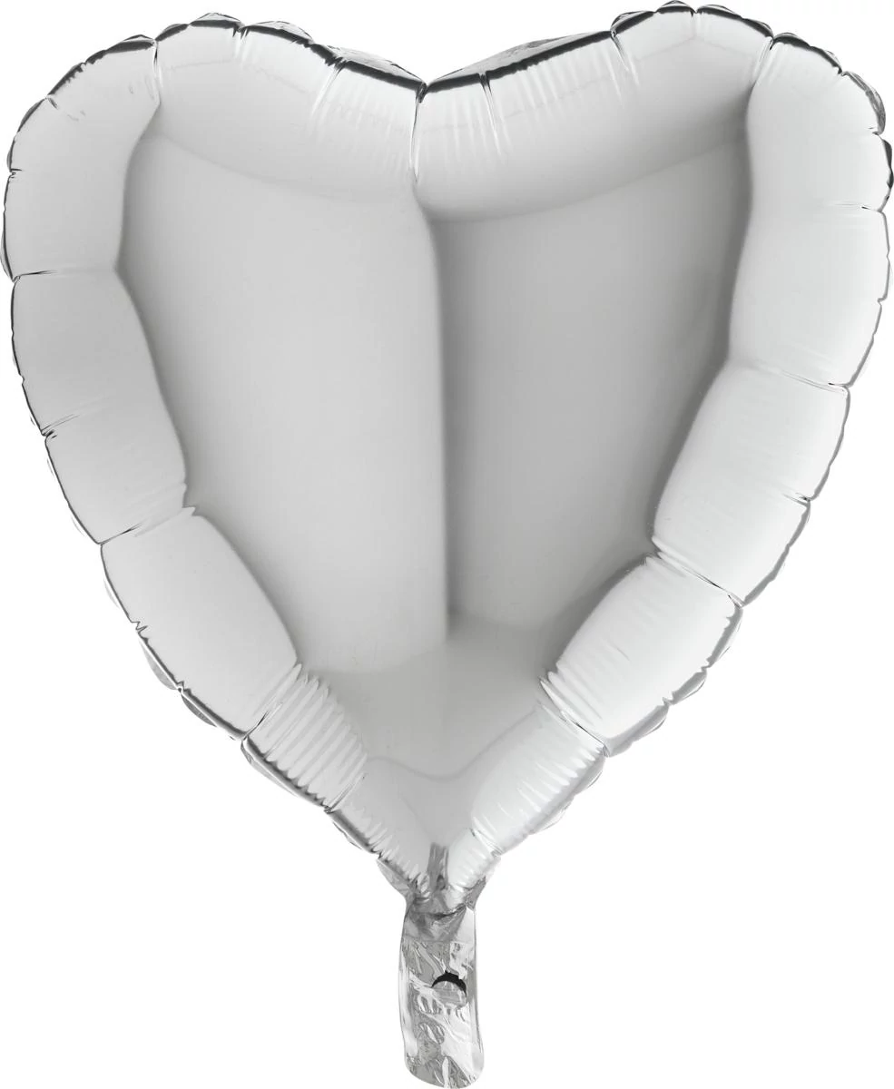 45 cm-es ezüst szív fólia lufi
