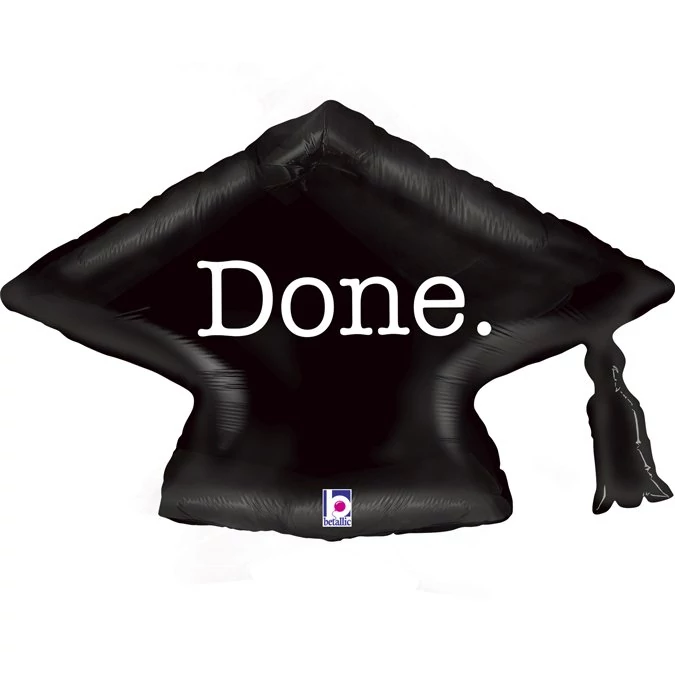 23 cm-es Done feliratú ballagós kalap alakú forma fólia lufi