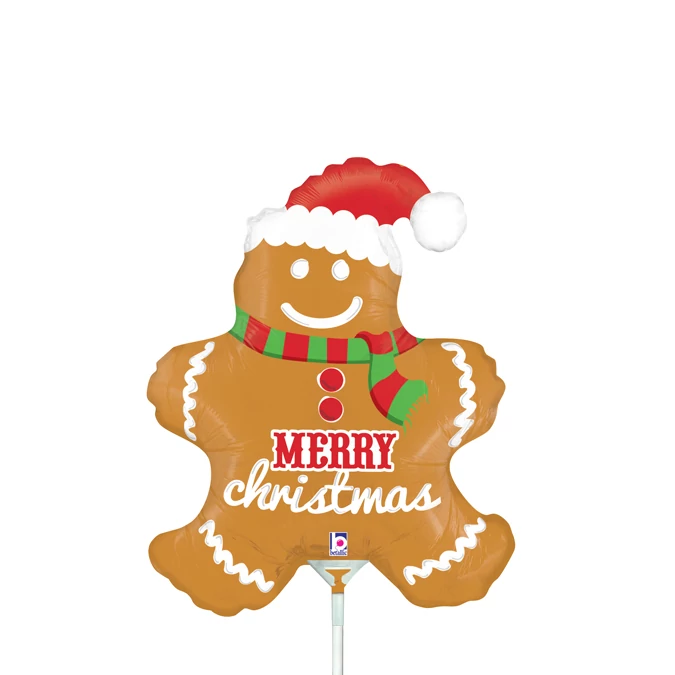 MiniShape - Mézeskalács figura Merry Christmas felirattal fólia lufi