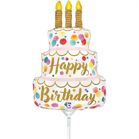 35 cm-es Happy Birthday torta fólia lufi