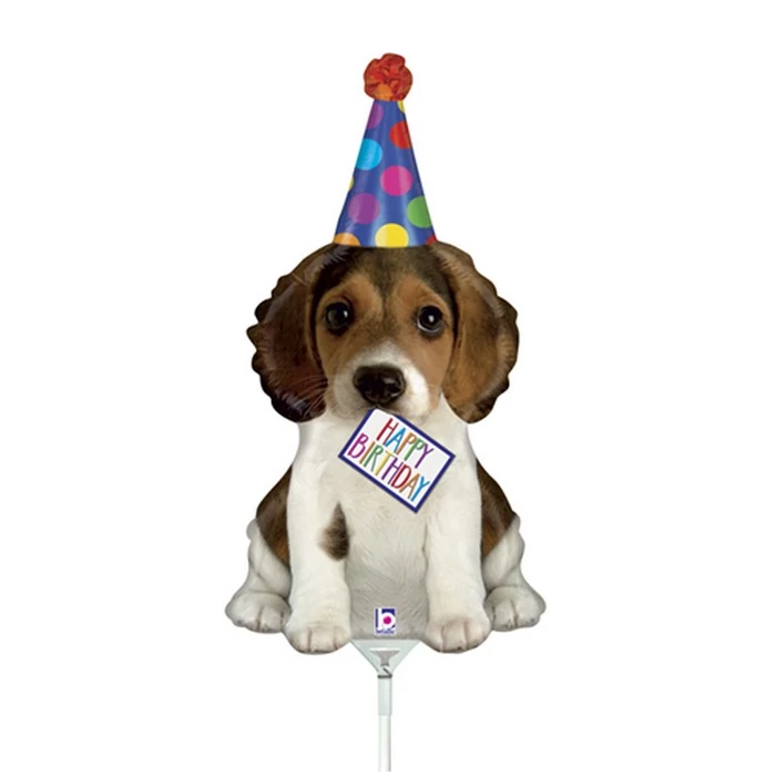 MiniShape -  Happy Birthday feliratos, kutya formájú fólia lufi