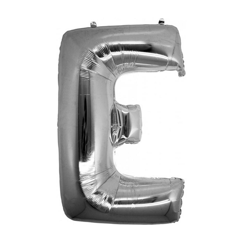 MegaShape - ezüst színű E betű fólia lufi