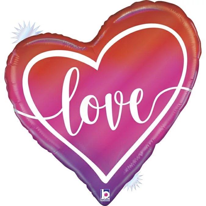 89 cm-es piros love a szívben opal fólia lufi