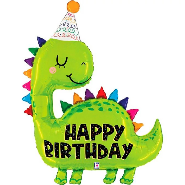 132 cm-es Dino Birthday fólia lufi
