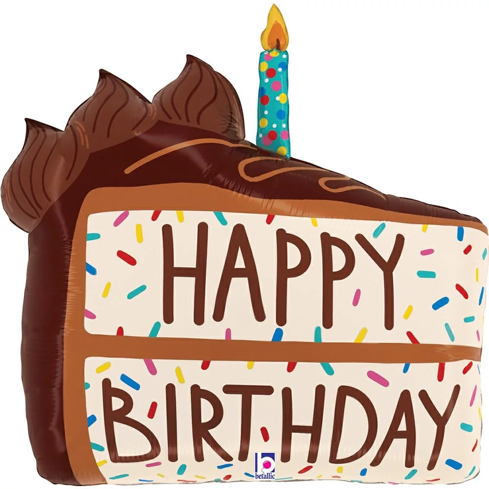 71 cm-es Happy Birthday csokitorta szelet fólia lufi