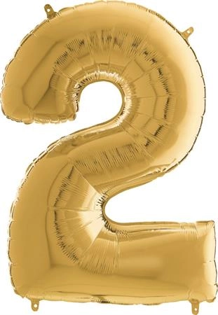 JuniorShape - arany színű 2-es szám fólia lufi