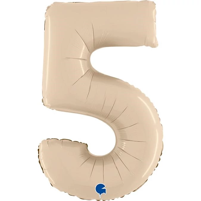 JuniorShape - satin krém 5-ös szám fólia lufi