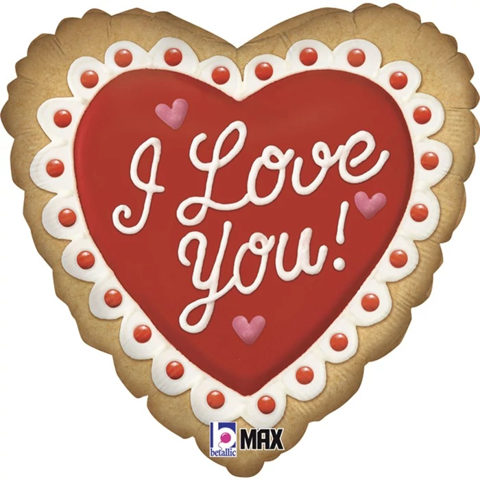 45 cm-es mézeskalács I Love You szív fólia lufi