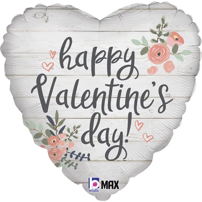 45 cm-es Happy Valentine day rusztikus -  szív fólia lufi