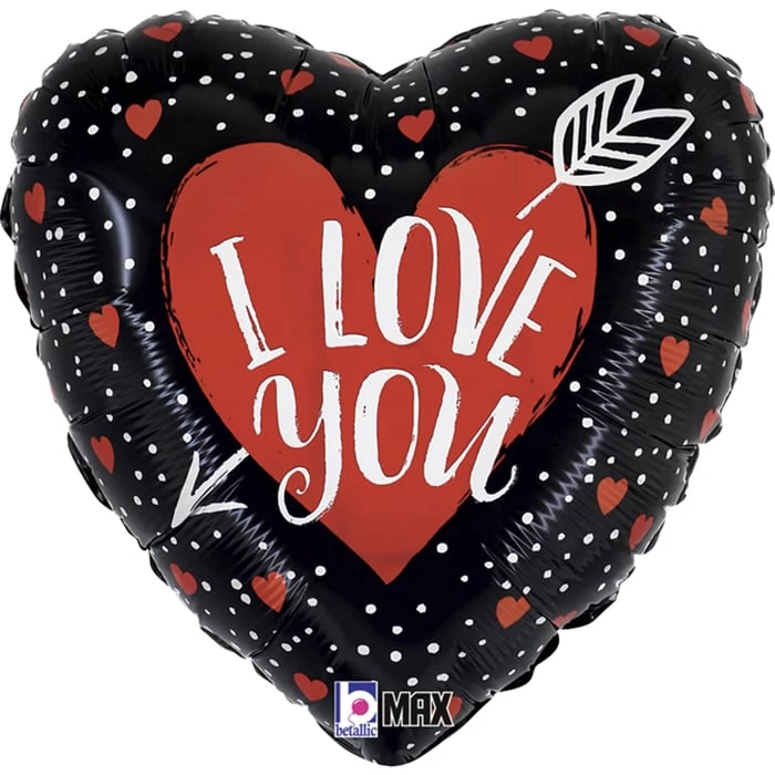 45 cm-es I Love You átlőtt szív - szív fólia lufi