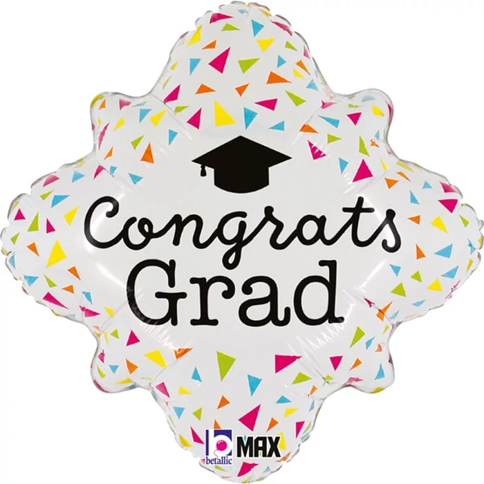 45 cm-es Congrats Grad Neon gyémánt alakú fólia lufi