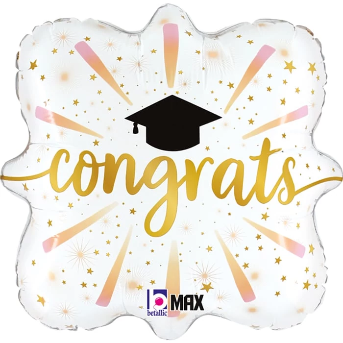 45 cm-es Congrats Grad tűzijátékos fólia lufi