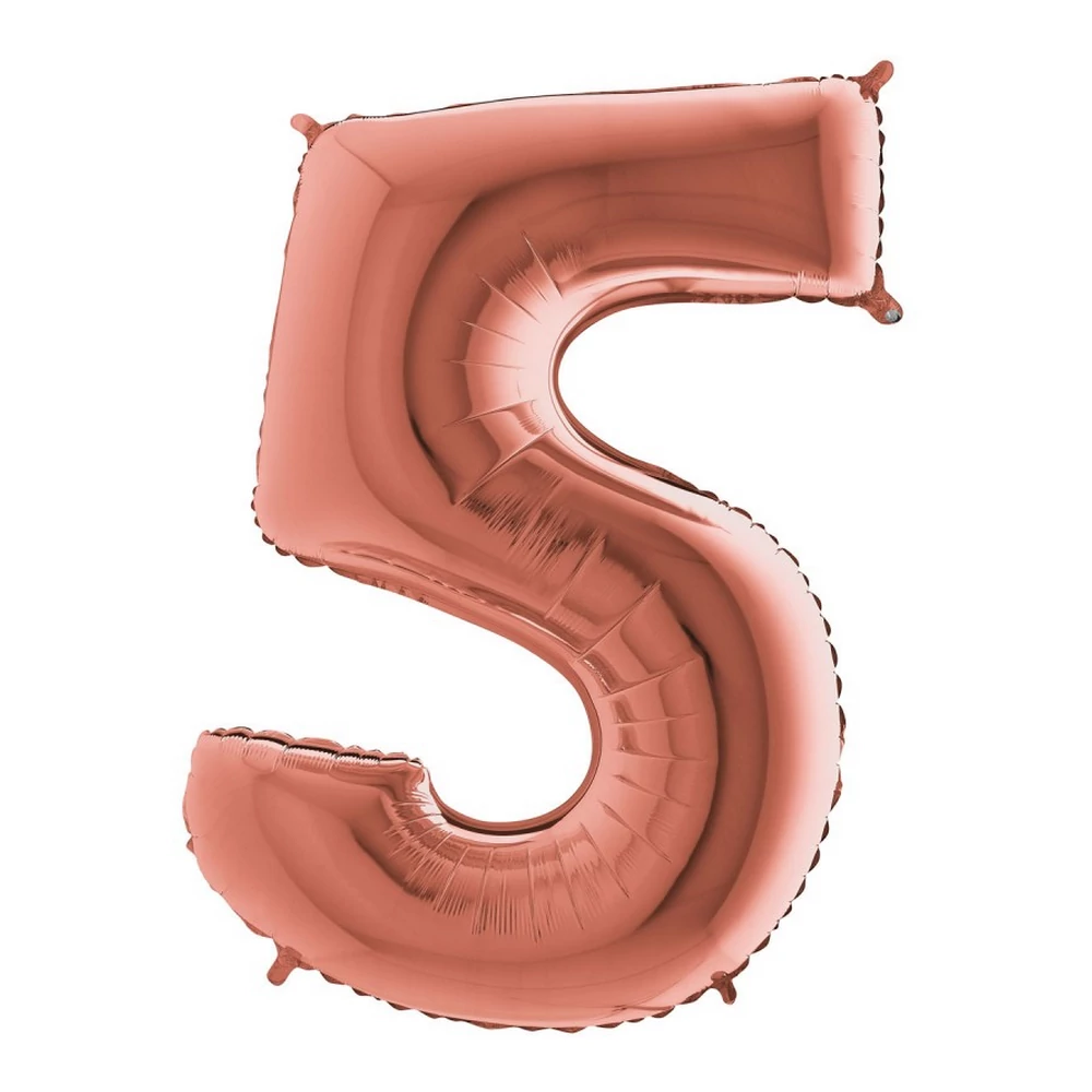 JuniorShape - rosegold 5-ös szám fólia lufi