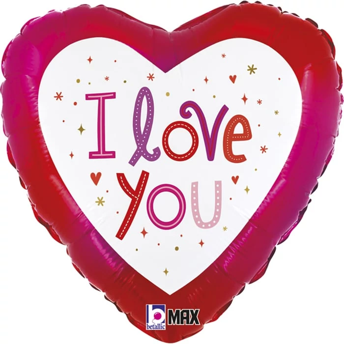 45 cm-es I Love You szívekkel - szív fólia lufi