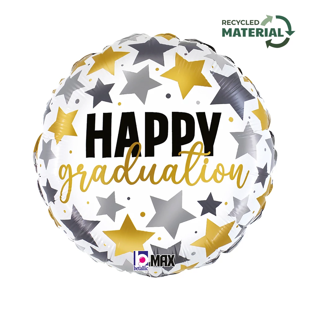 45 cm-es Happy Graduation elegáns csillagos fólia lufi
