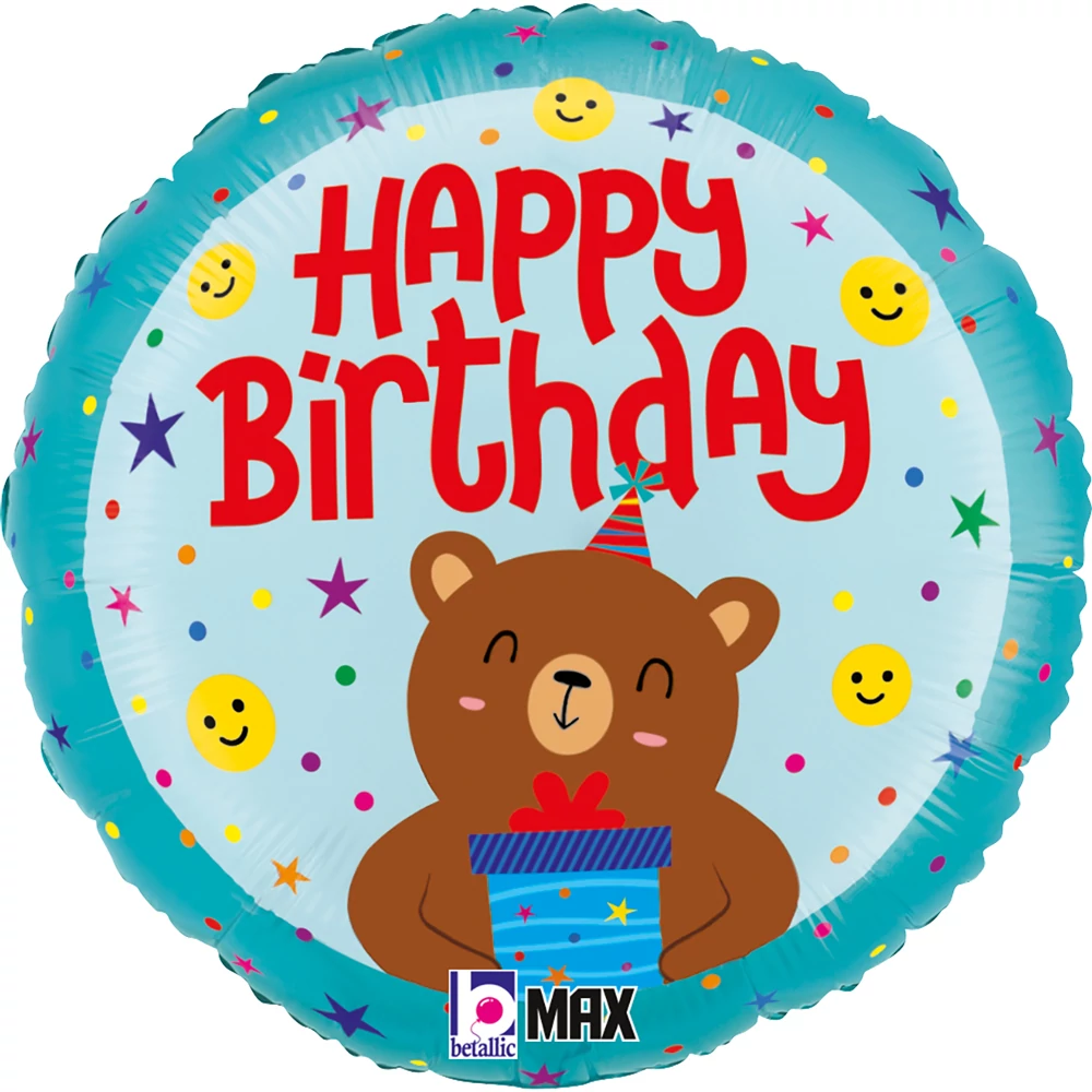 45 cm-es Happy Birthday macis fólia lufi